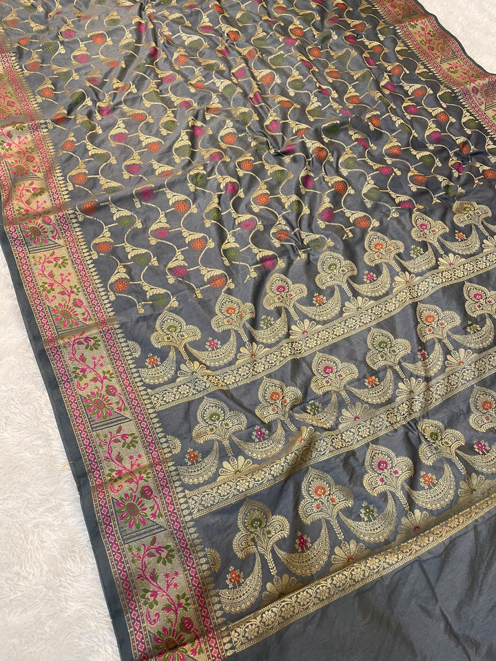 Flowers Of Devotion Banarasi Katan Silk Saree