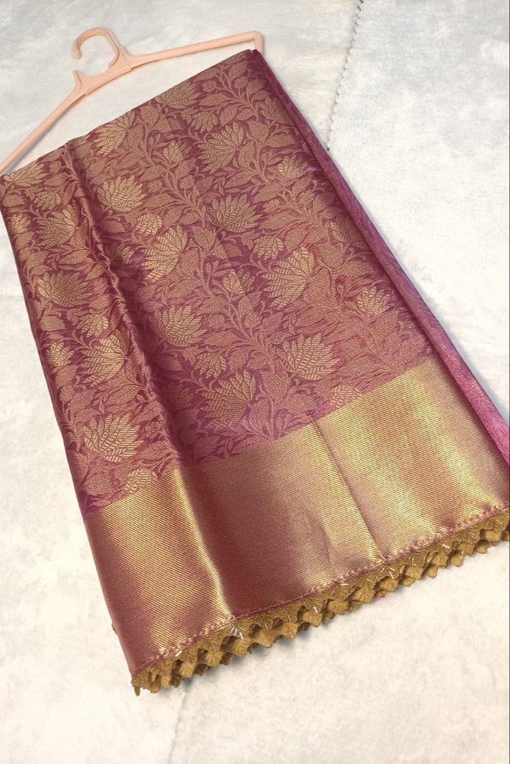 Blossom of Night Banarasi Tissue Silk Saree