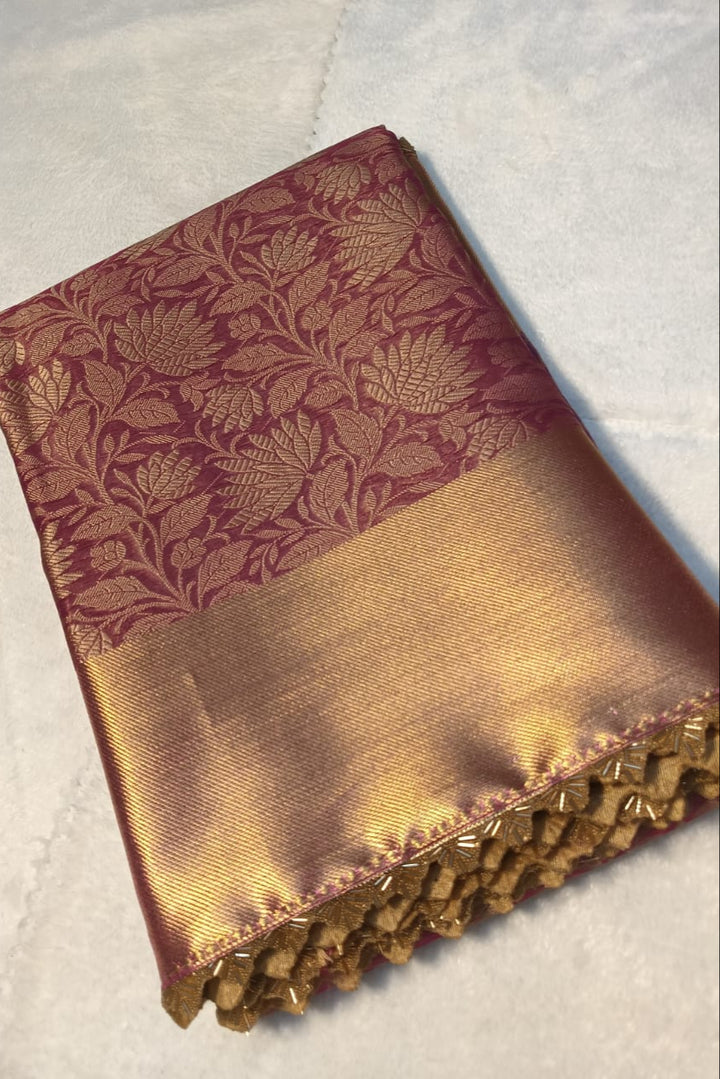Blossom of Night Banarasi Tissue Silk Saree