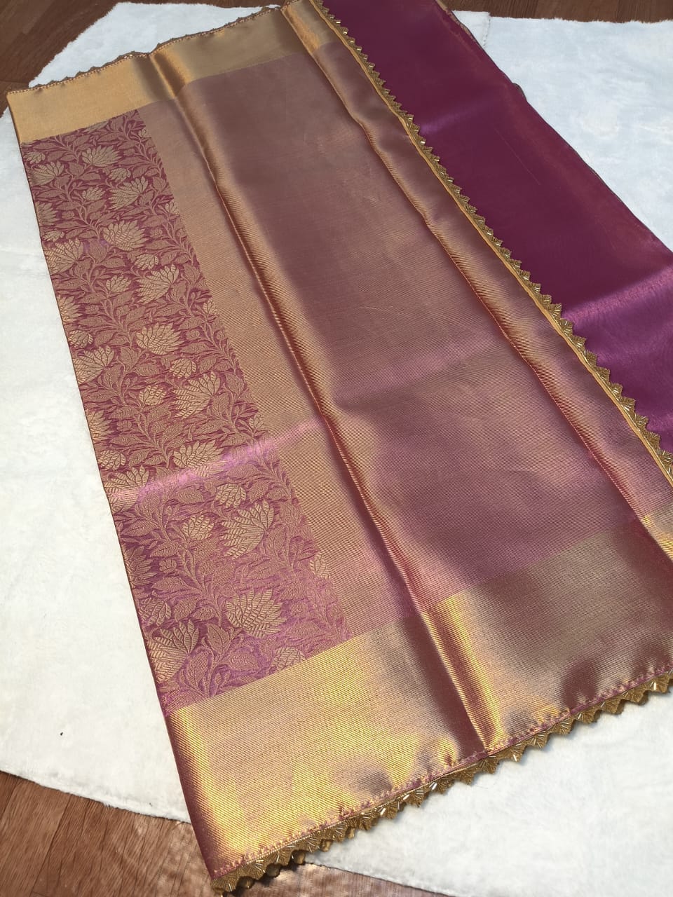 Blossom of Night Banarasi Tissue Silk Saree