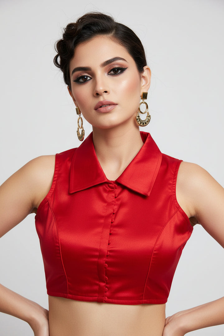 Swarna Kanya Red Cotton Blouse