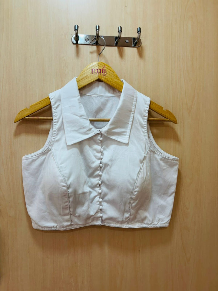 Swarna Kanya White Cotton Blouse