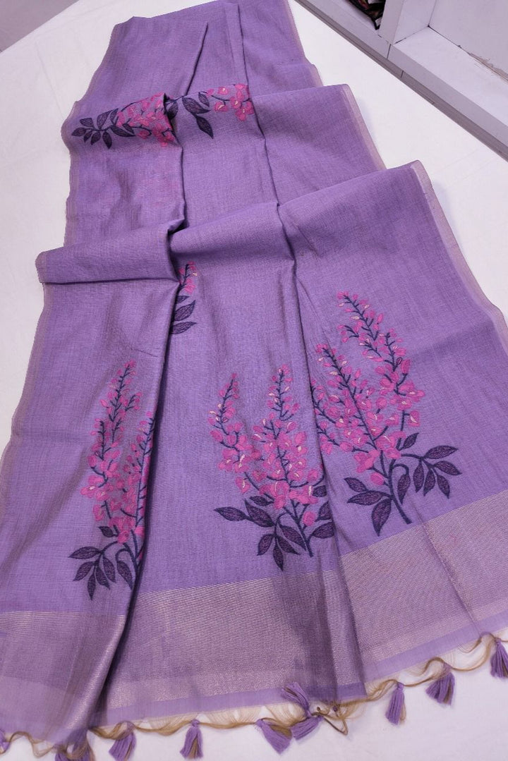 Offering Of Flowers Muga Silk Saree