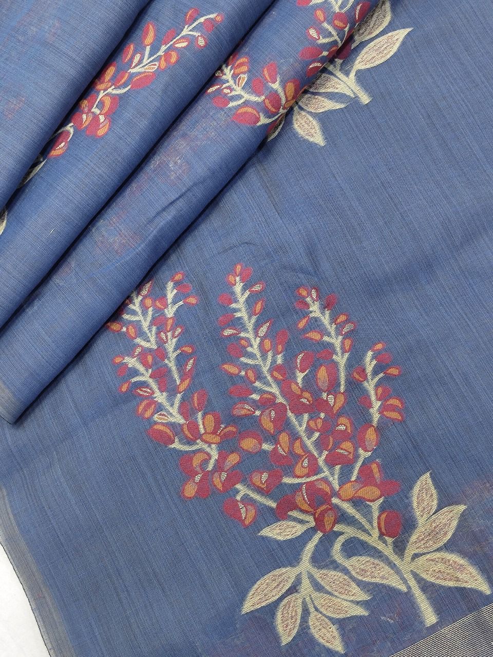 Offering Of Flowers Muga Silk Saree