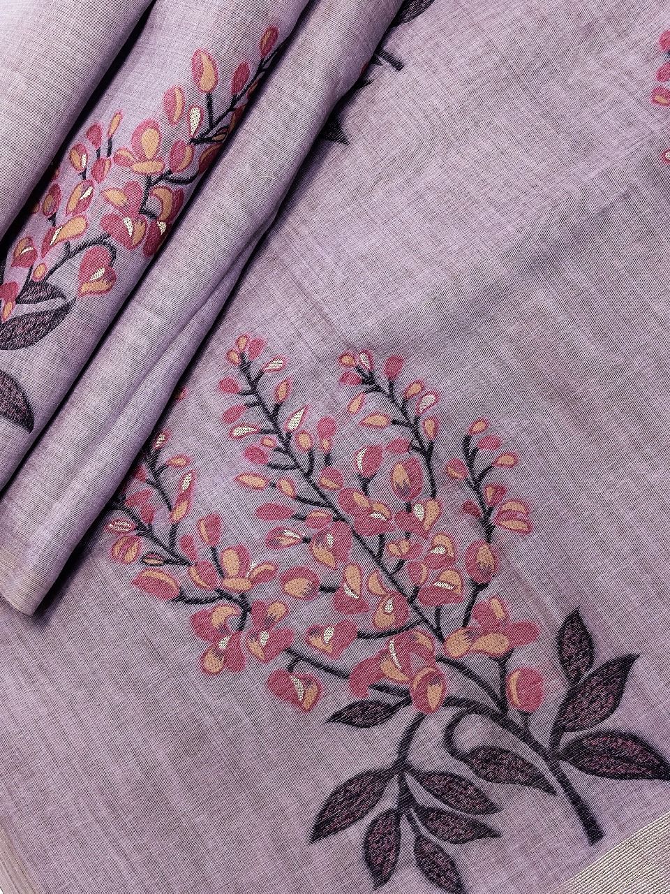 Offering Of Flowers Muga Silk Saree