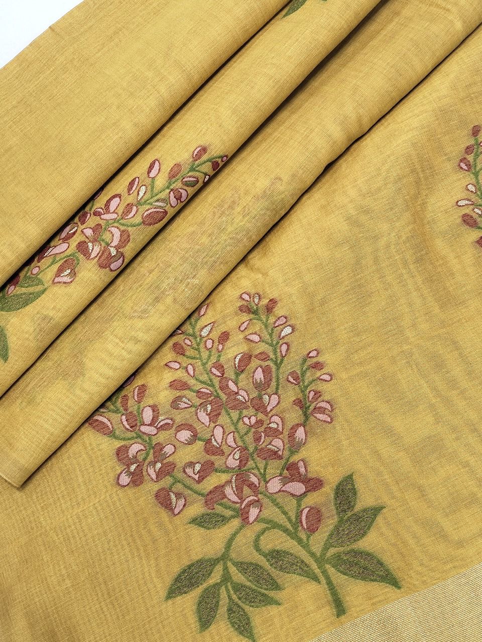 Offering Of Flowers Muga Silk Saree