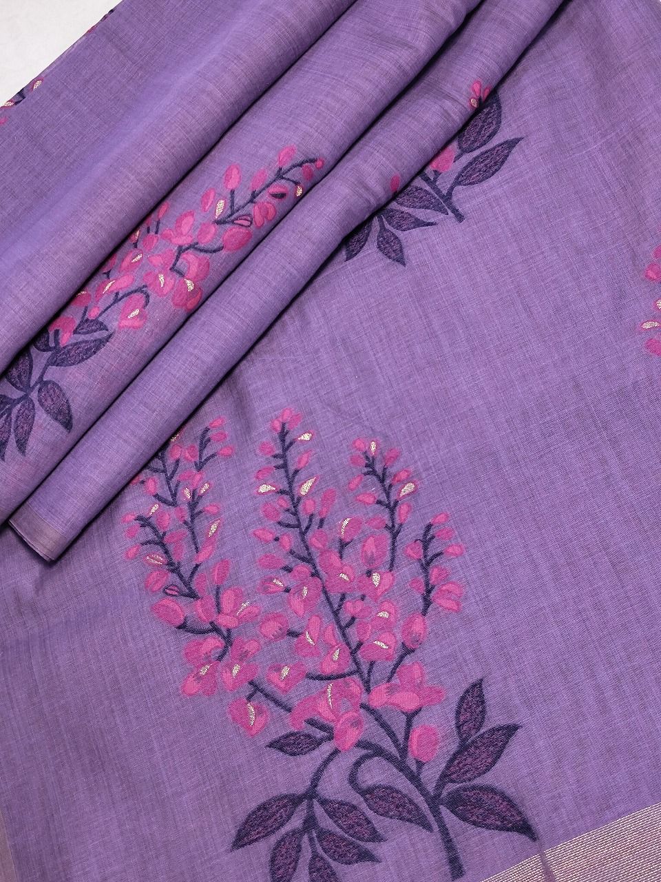 Offering Of Flowers Muga Silk Saree