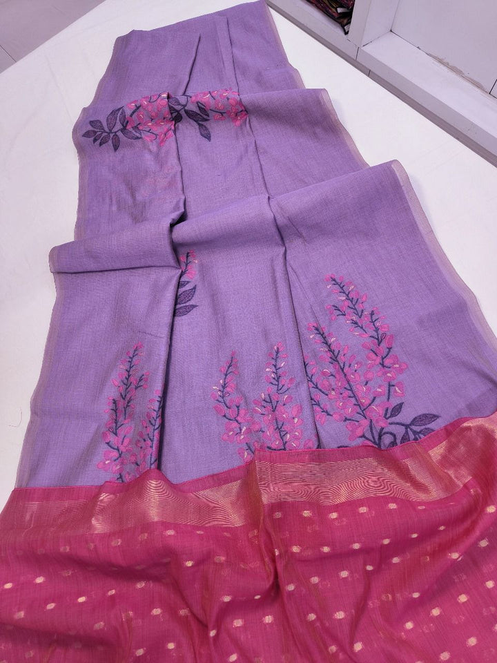 Offering Of Flowers Muga Silk Saree