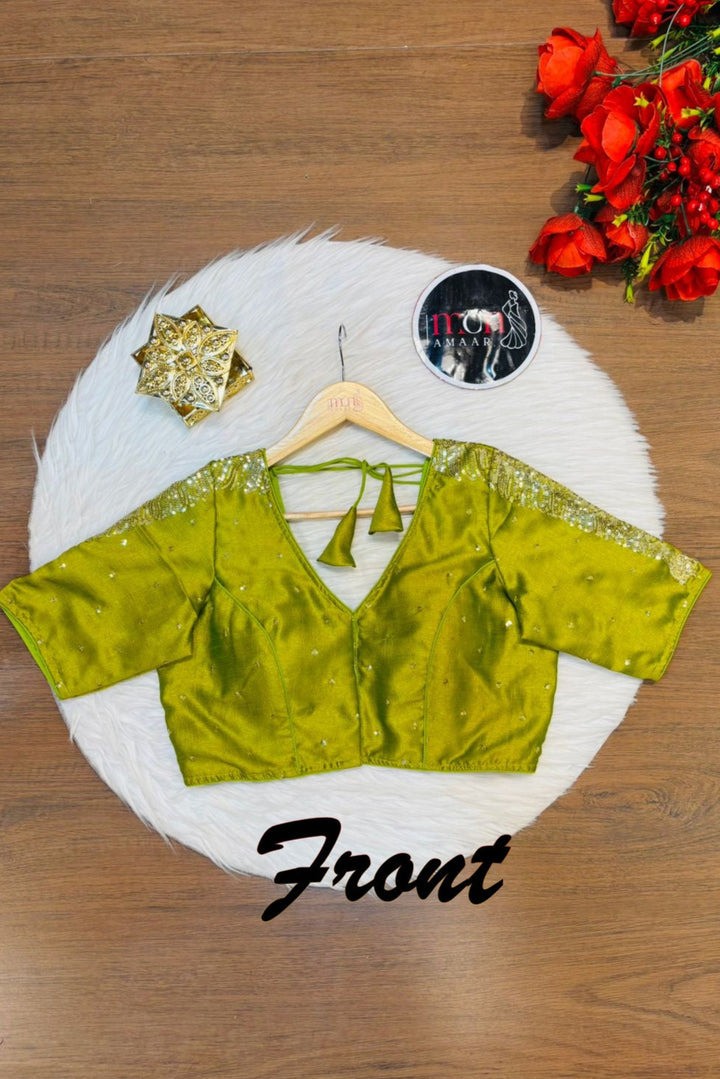 Green Royale Vichitra Silk Blouse