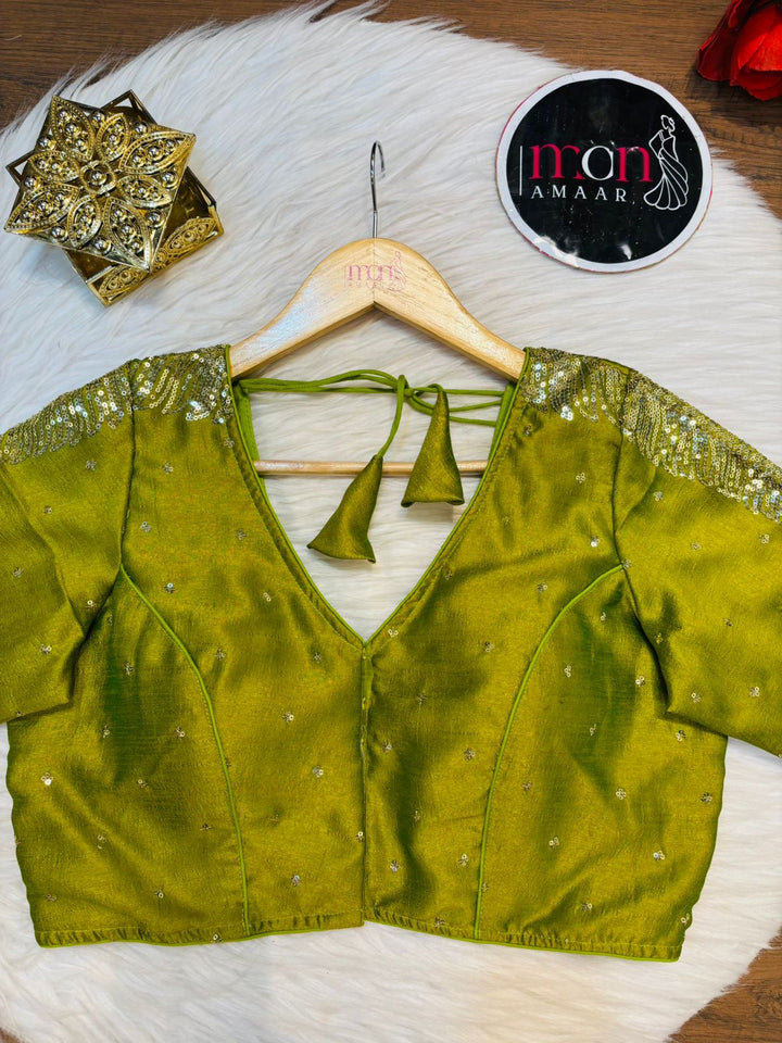 Green Royale Vichitra Silk Blouse