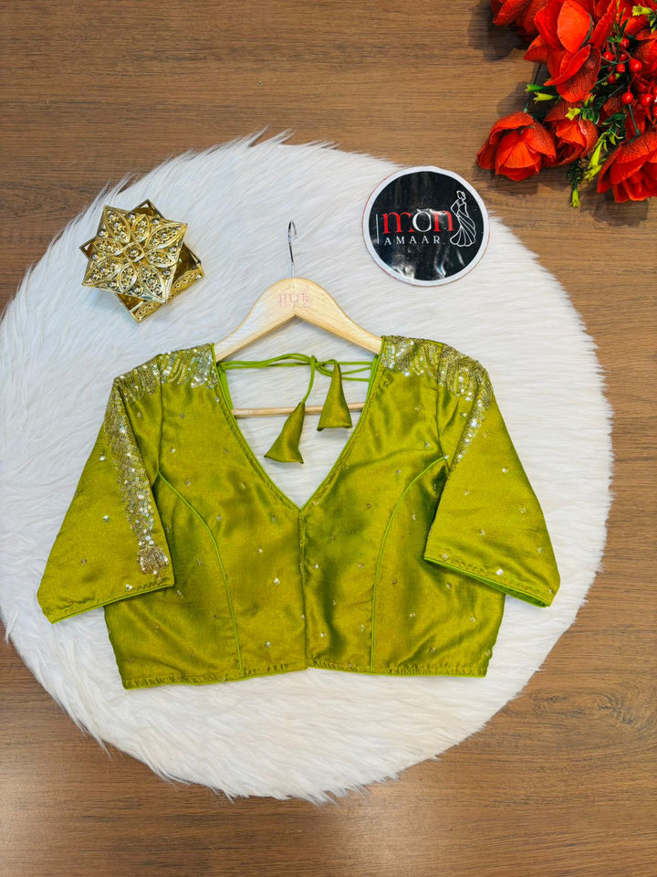 Green Royale Vichitra Silk Blouse