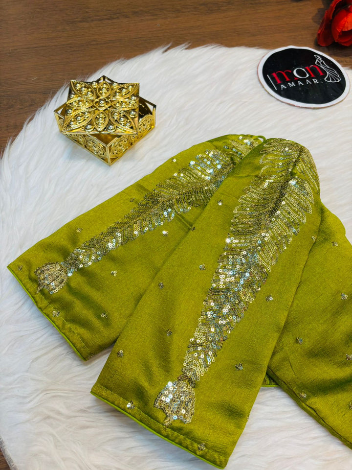 Green Royale Vichitra Silk Blouse