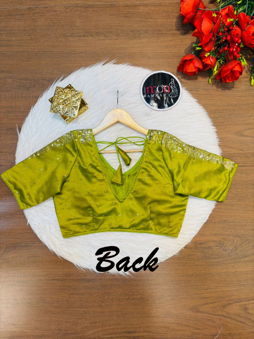 Green Royale Vichitra Silk Blouse
