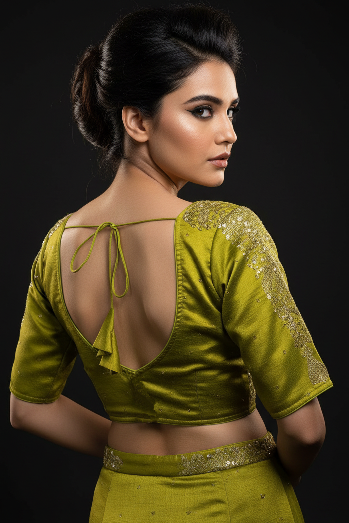 Green Royale Vichitra Silk Blouse