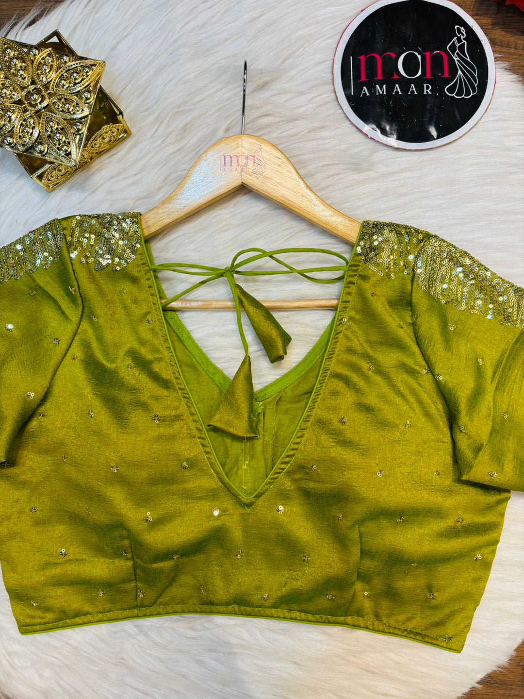 Green Royale Vichitra Silk Blouse