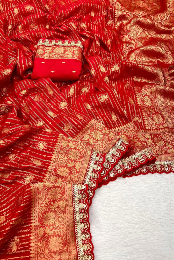 Sada Suhagan Red Banarasi Silk Saree