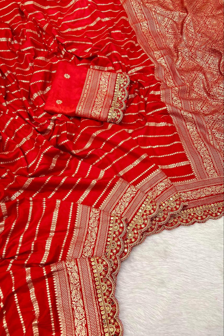 Sada Suhagan Red Banarasi Silk Saree