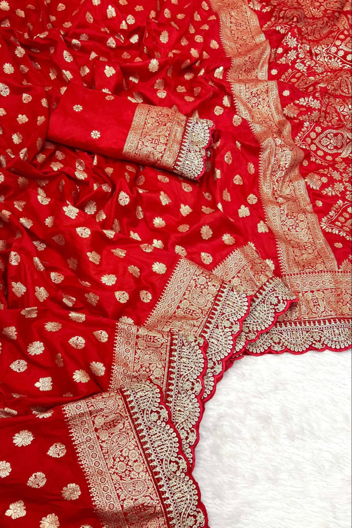 Sada Suhagan Red Banarasi Silk Saree