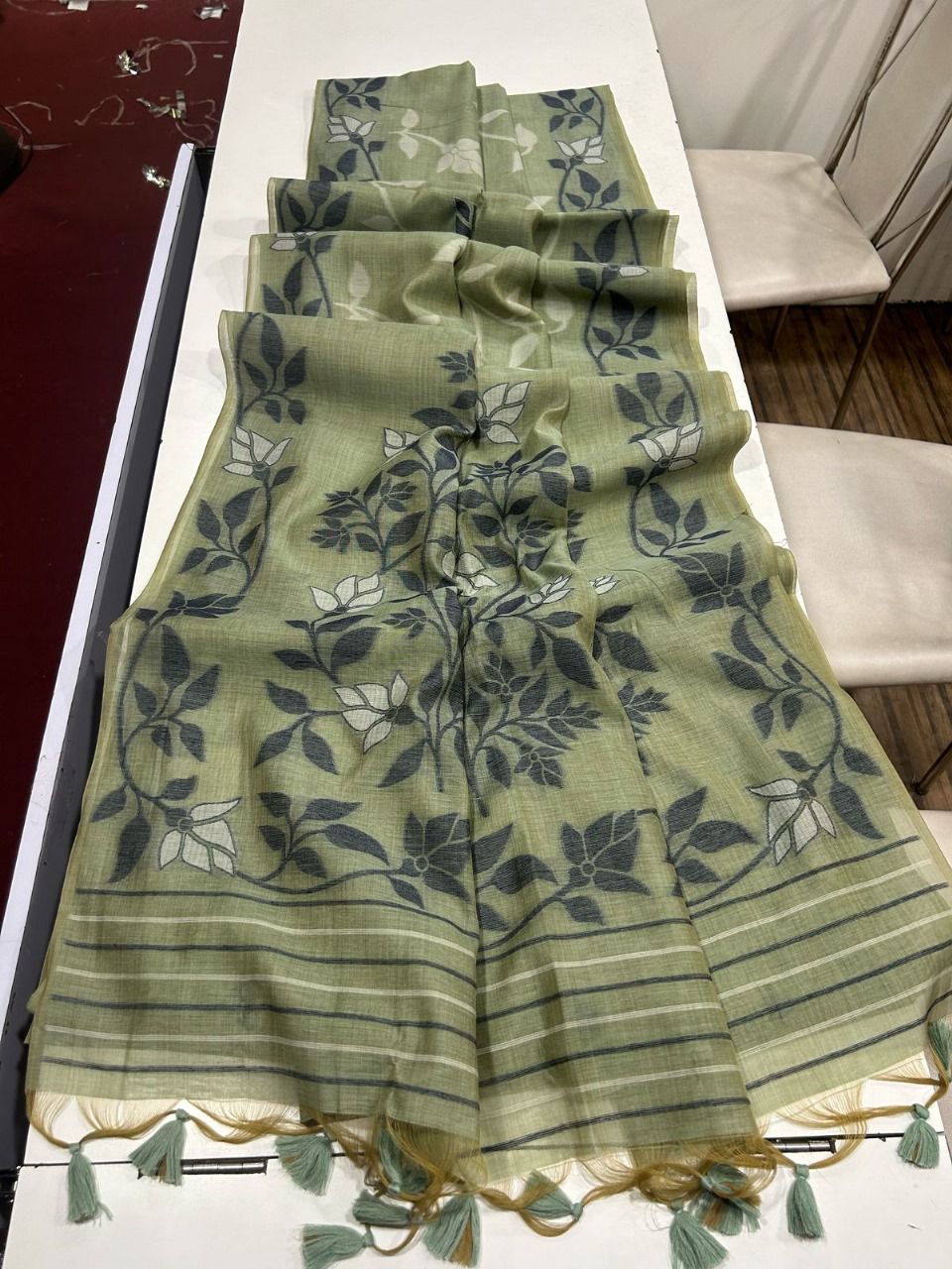 Royal Empress Muga Cotton Jamdani Saree