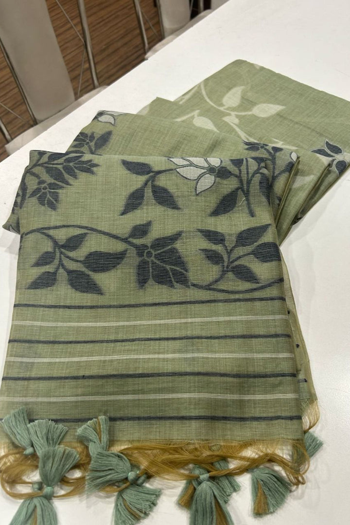 Royal Empress Muga Cotton Jamdani Saree