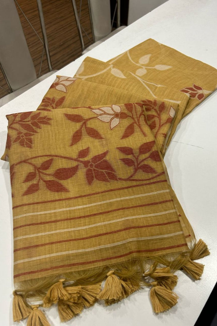 Royal Empress Muga Cotton Jamdani Saree