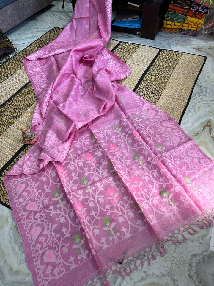 Golapi Mon Gachi Tussar Jamdani Saree