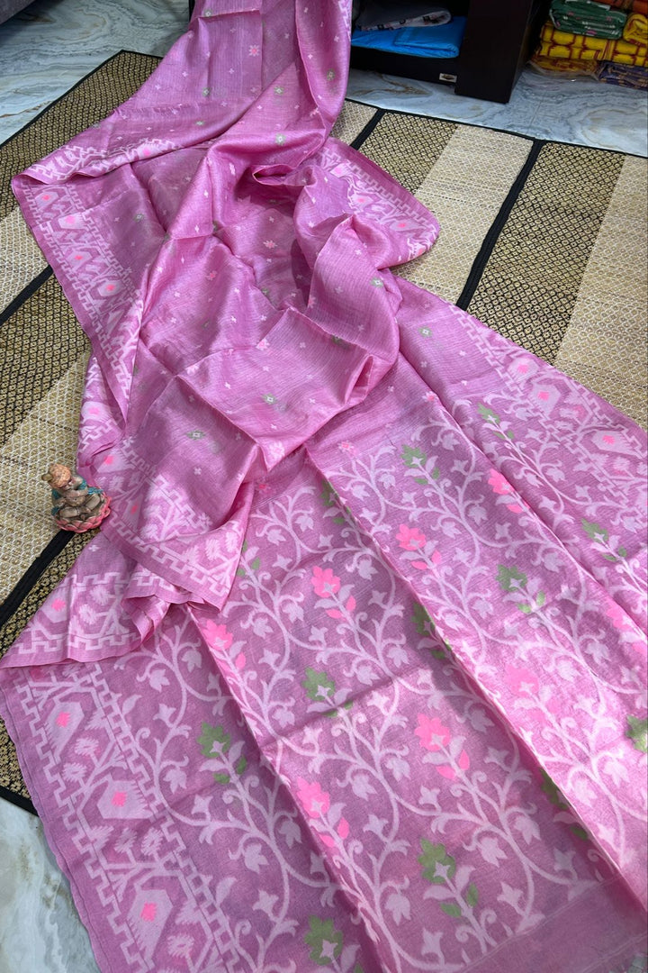 Golapi Mon Gachi Tussar Jamdani Saree
