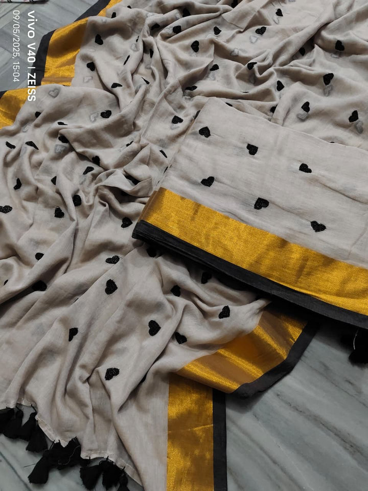 Love Embroidery Mul Cotton Saree