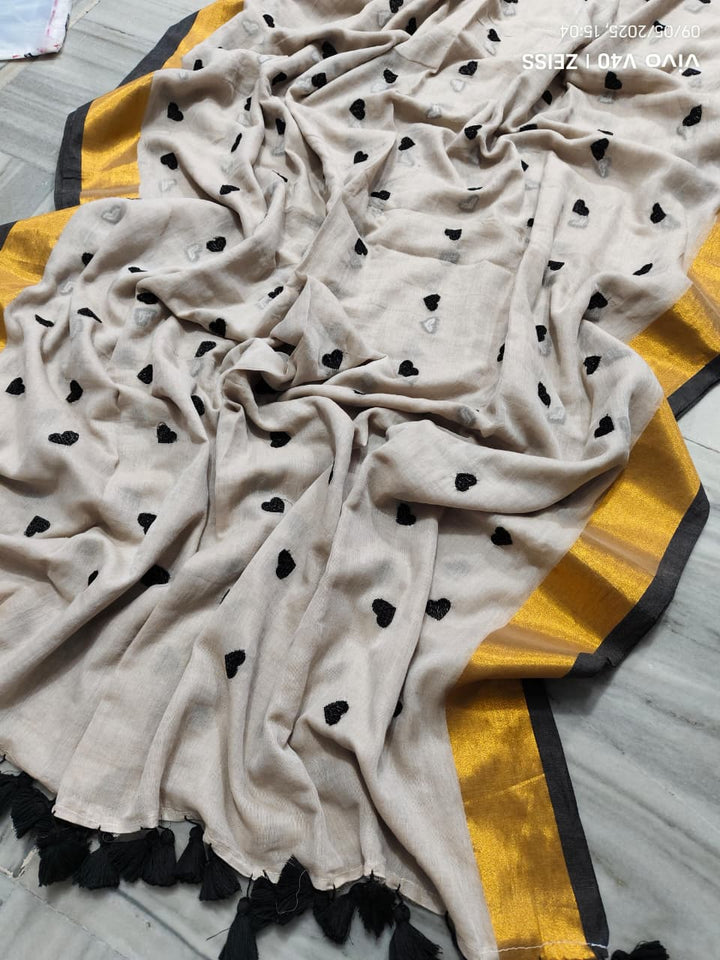 Love Embroidery Mul Cotton Saree