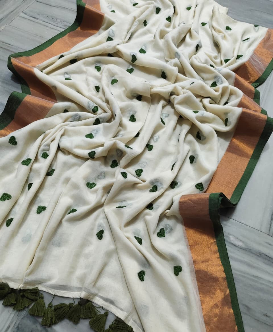 Love Embroidery Mul Cotton Saree