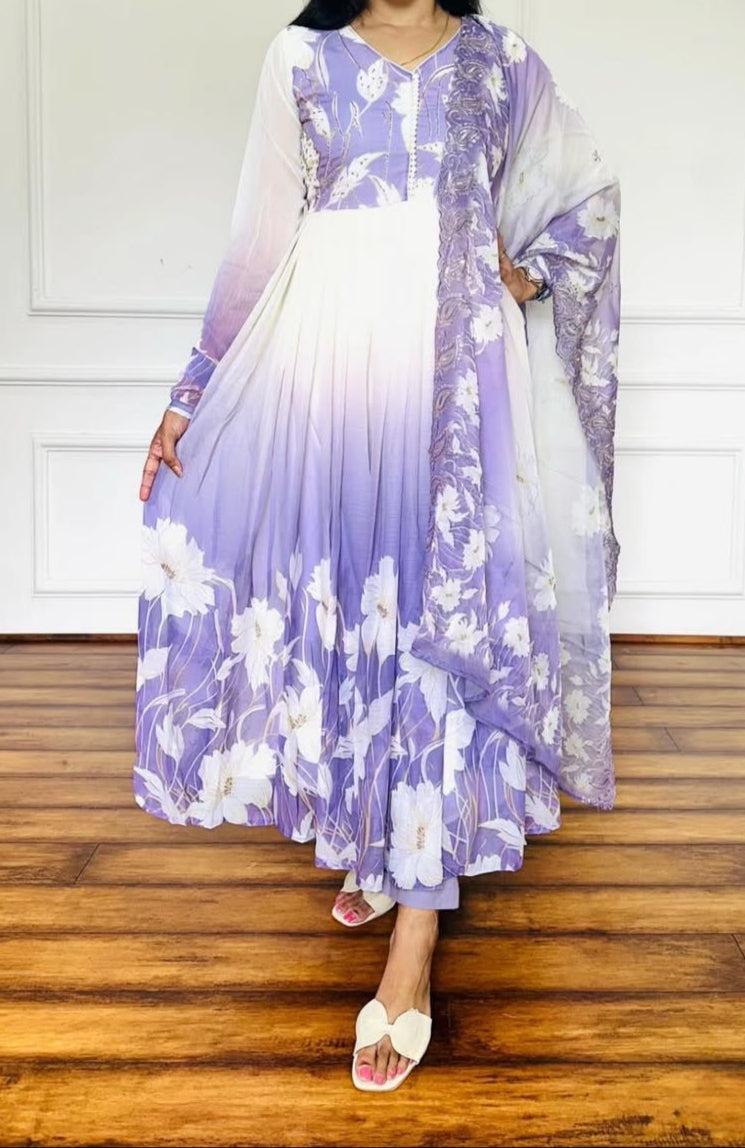 Toffee Touch Georgette Gown Set
