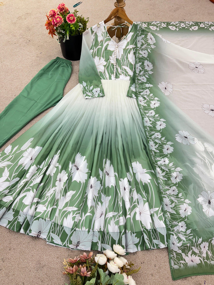 Toffee Touch Georgette Gown Set