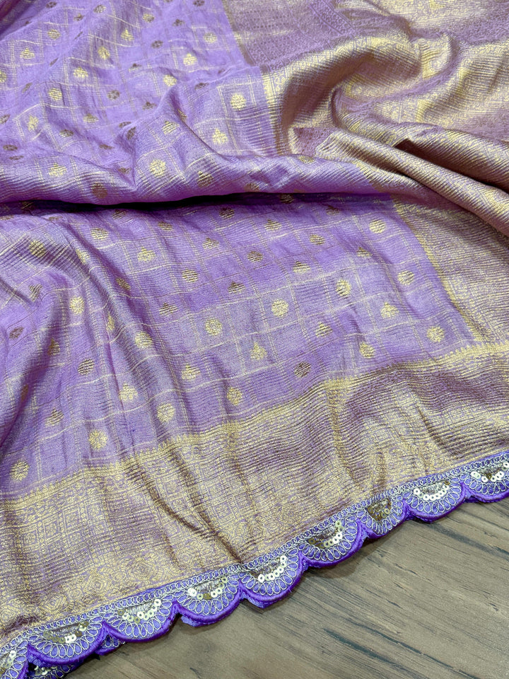Candy Floss Dream Banarasi Tissue Crush Silk