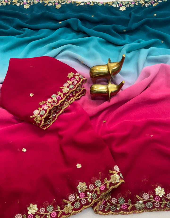 Caramel Glow Chiffon Georgette Saree
