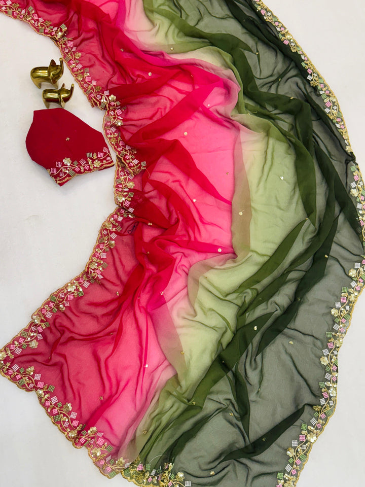 Caramel Glow Chiffon Georgette Saree