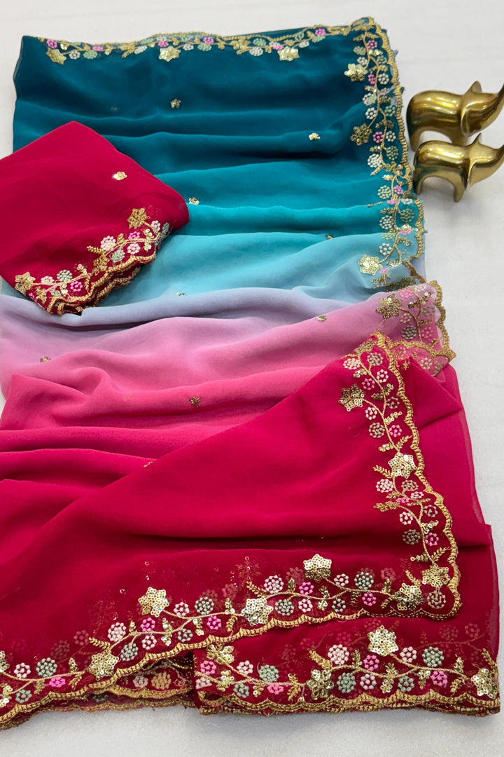 Caramel Glow Chiffon Georgette Saree