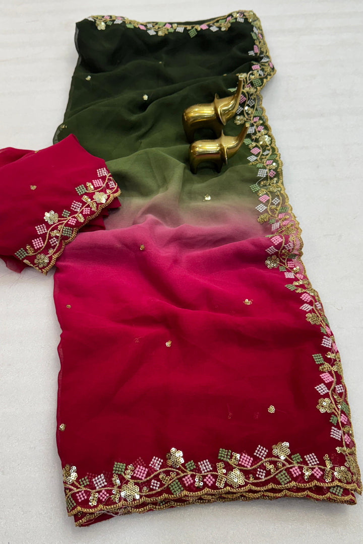 Caramel Glow Chiffon Georgette Saree