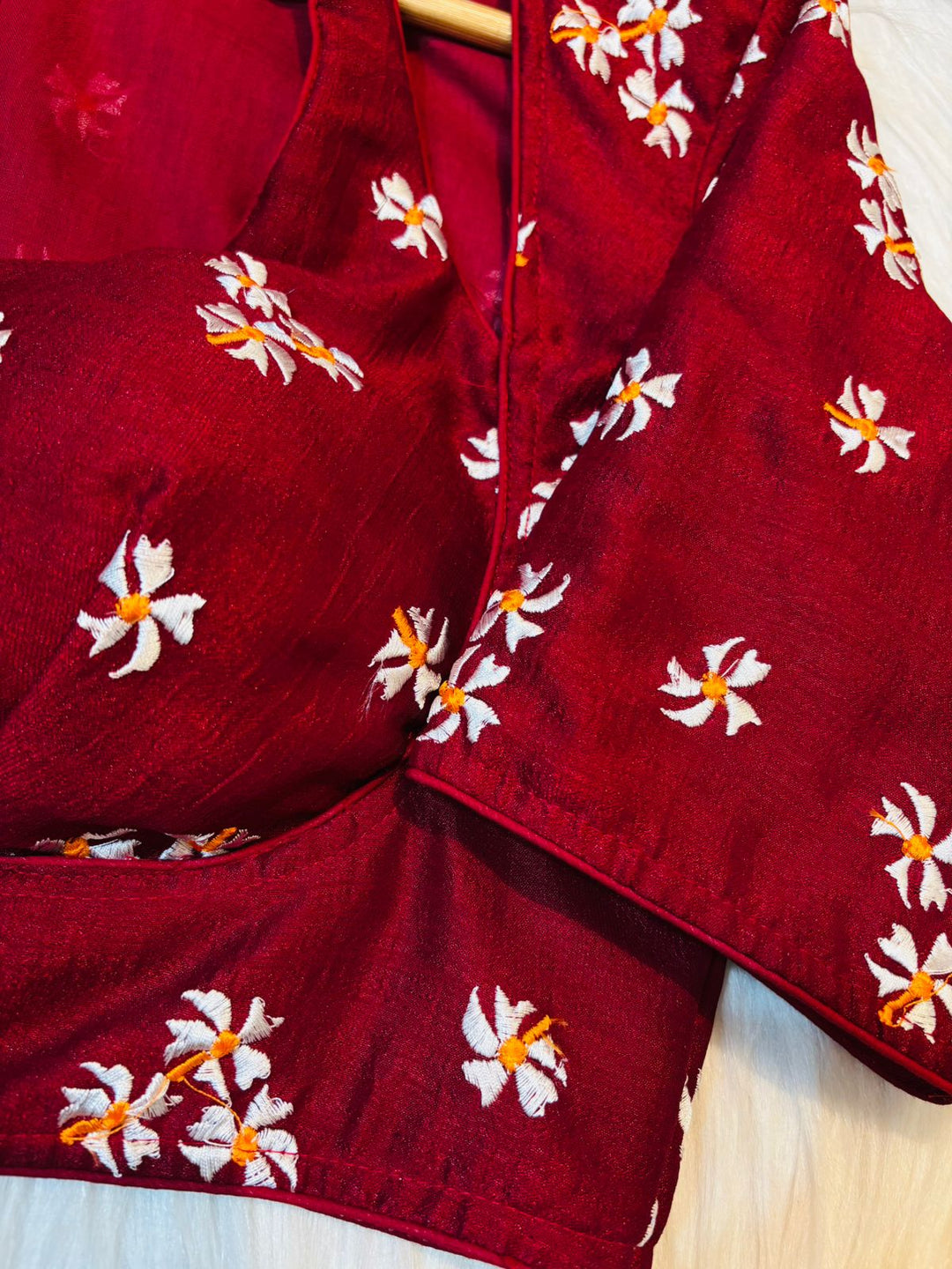 Maroon Shiuli Masaba Style Vichitra Silk Blouse
