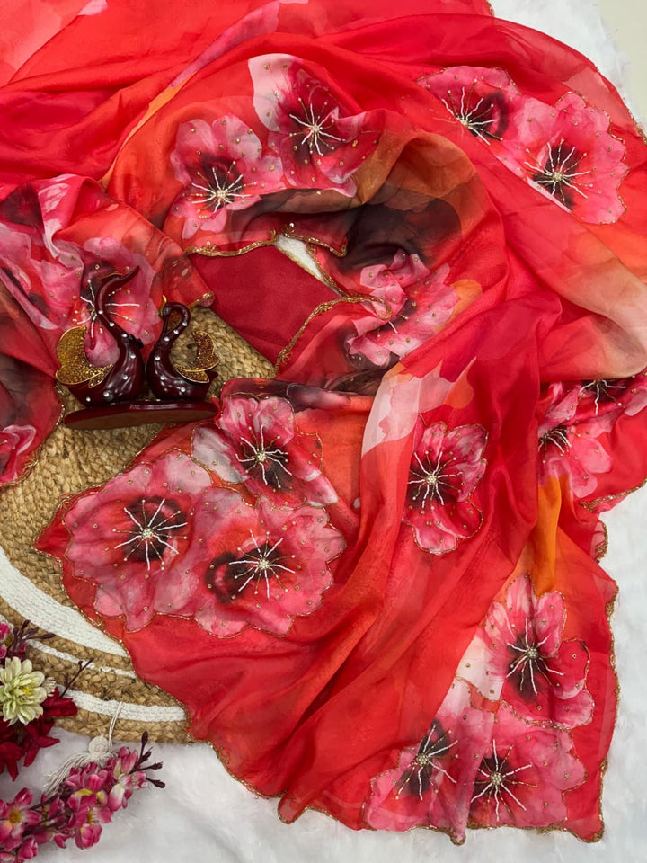 Breeze-Kissed Glow Tabby Silk Saree