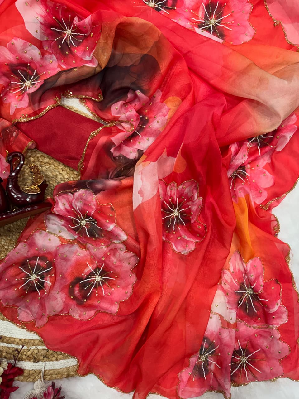Breeze-Kissed Glow Tabby Silk Saree