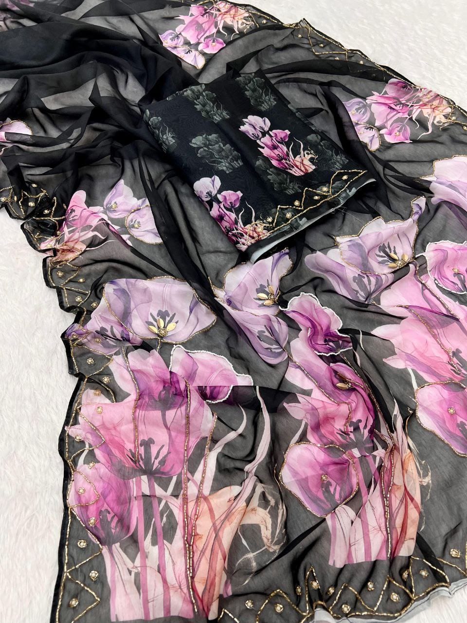Tales in the Wind Tabby Silk Saree