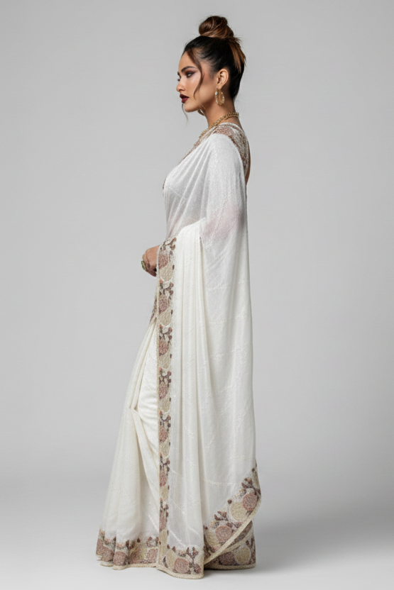 Lustrous Whispers Crush Silk Saree