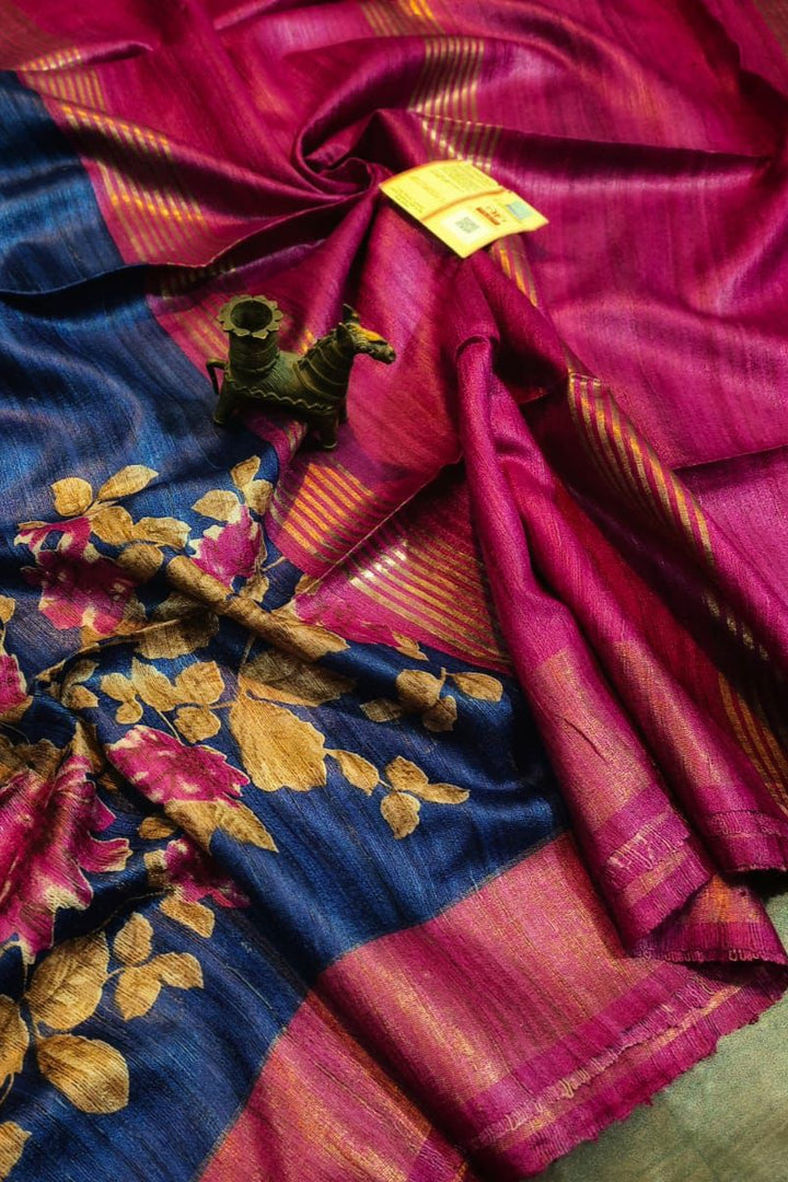 Saanjhrekha Ghicha Tussar Silk Saree