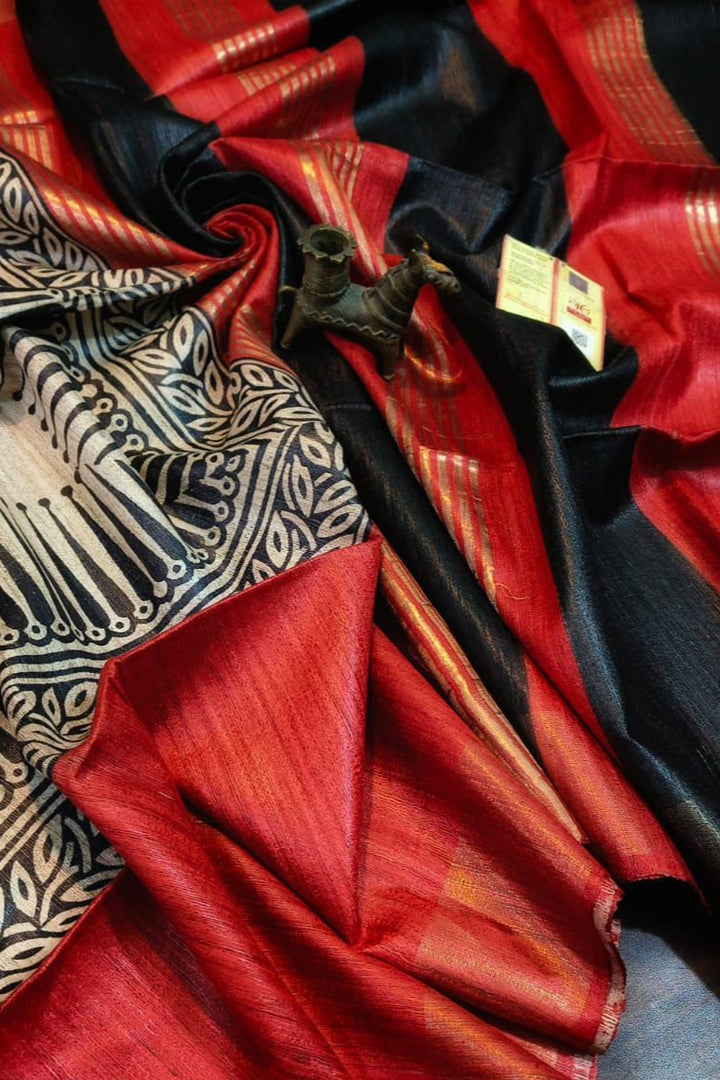 Saanjhrekha Ghicha Tussar Silk Saree