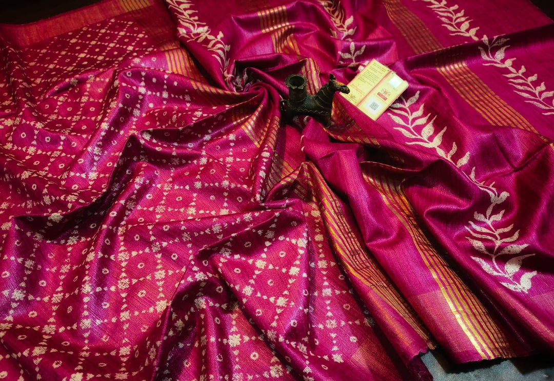 Saanjhrekha Ghicha Tussar Silk Saree