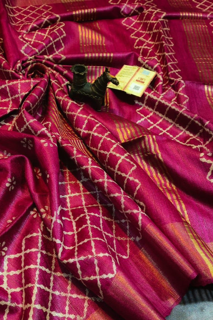 Saanjhrekha Ghicha Tussar Silk Saree