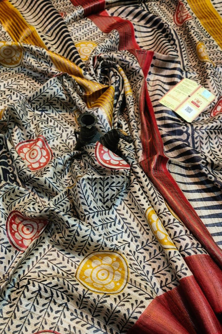 Saanjhrekha Ghicha Tussar Silk Saree