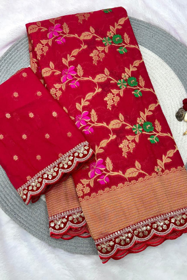 Karwa Chauth Special Crepe Khaddi Silk Saree
