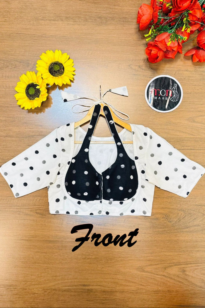 White & Black Dabu Masaba Cotton Blouse [Shade 2]