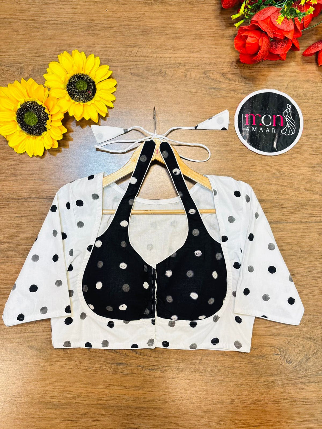 White & Black Dabu Masaba Cotton Blouse [Shade 2]